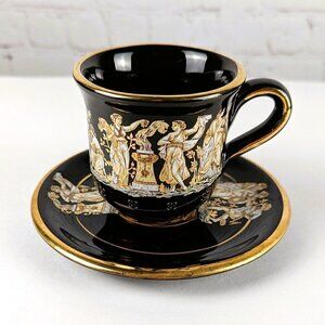 Ancient Greece 24k Gold Cup & Saucer Set